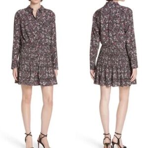 Veronica Beard Rory Silk Floral Print Mini Shirtdress Sz 4